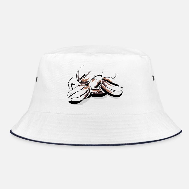 Coffee Beans Cafe Illustration Logo Coffee Time Bucket Hat