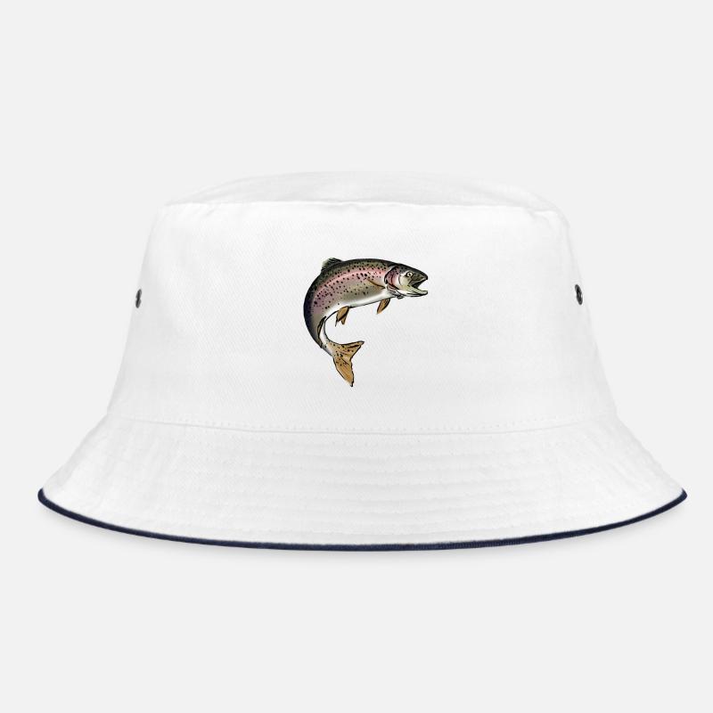 Forelle - Bucket Hat - Weiß/Navy