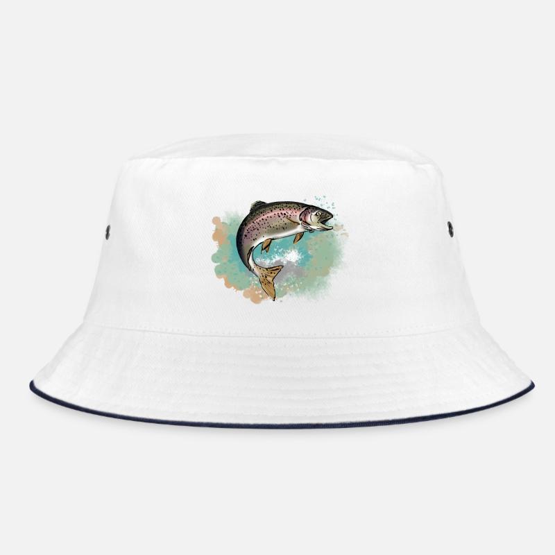 Forelle - Bucket Hat - Weiß/Navy
