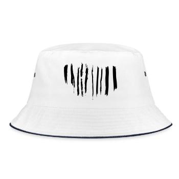Schwarz-weiße Pinselstriche - Bucket Hat - Weiß/Navy - Vorne