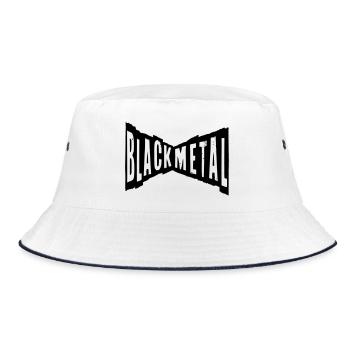 black metal hard rock guitar bangen rockn roll - Bucket Hat - white/navy - Front
