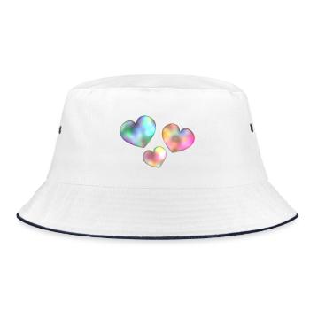 ICH LIEBE DICH. ICH LIEBE DICH. LIEBE. LIEBE. HERZ. - Bucket Hat - Weiß/Navy - Vorne
