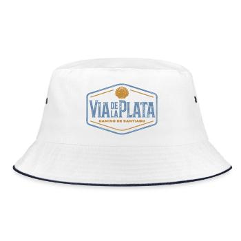 Via de la Plata Pilger-Stempel | Jakobsweg - Bucket Hat - Weiß/Navy - Vorne