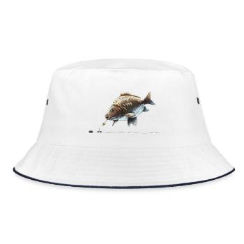 Chod Rig Carp Fishing Design for Anglers - Bucket Hat - white/navy - Front