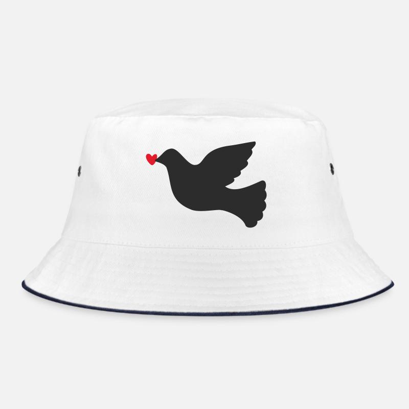 Friedenstaube Friede Freiheit - Bucket Hat - Weiß/Navy