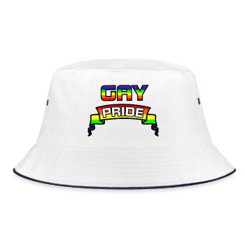 Rainbow GAY PRIDE stolzes Logo - Bucket Hat - Weiß/Navy - Vorne