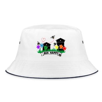 Honiggewächshäuser und Blumen - Bucket Hat - Weiß/Navy - Vorne