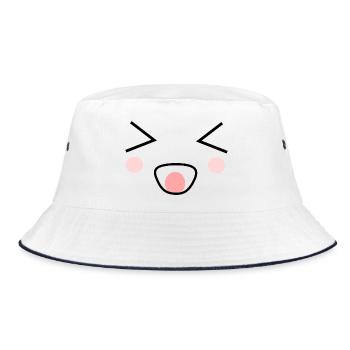 Kawaii Gesicht Kawaii Kostüm Kawaii - Bucket Hat - Weiß/Navy - Vorne