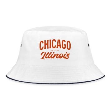 Chicago Illinois Vintage Script - Bucket Hat - Weiß/Navy - Vorne