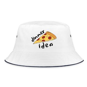 Cartoon-Peperoni-Pizza – Abendessen-Idee - Bucket Hat - Weiß/Navy - Vorne