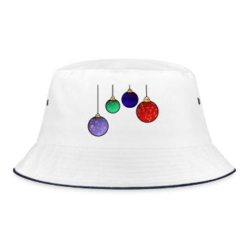 Christbaumkugeln - Weihnachtsdeko - Bucket Hat - Weiß/Navy - Vorne