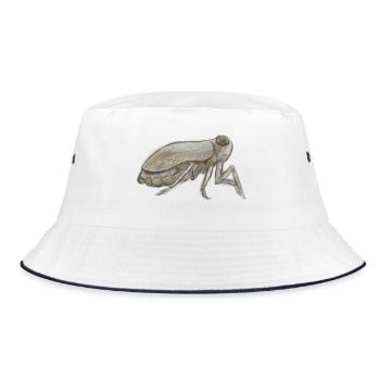 Cicada Ink Sketch in Earth Tones - Bucket Hat - white/navy - Front