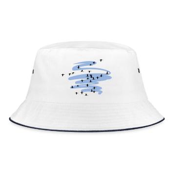 Wild Geese Cranes Spring - Bucket Hat - white/navy - Front