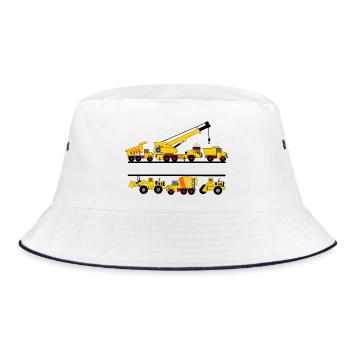 Arbeitswagen mit Typenschild - Bucket Hat - Weiß/Navy - Vorne