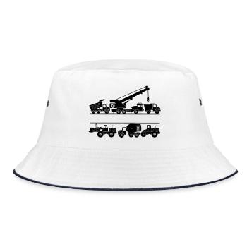 Straßen- und Baufahrzeuge mit Typenschild - Bucket Hat - Weiß/Navy - Vorne