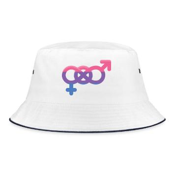LGBTQ Pride Month - Bisexual Sign - Bucket Hat - white/navy - Front