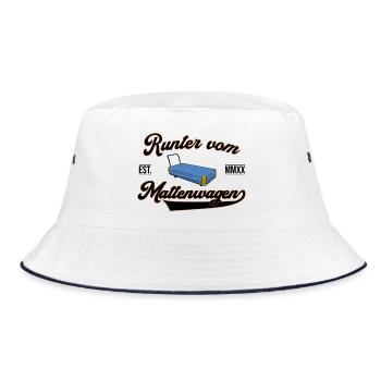 Runter vom Mattenwagen - Bucket Hat - Weiß/Navy - Vorne