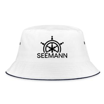 steuermann Seemann Boot Meer Seefahrer Symbol icon - Bucket Hat - Weiß/Navy - Vorne