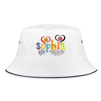 Personalized Sophia Name - Bucket Hat - white/navy - Front