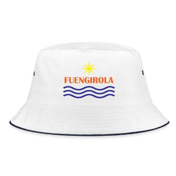 Fungirola Sonnen- und Wellendesign - Bucket Hat - Weiß/Navy - Vorne
