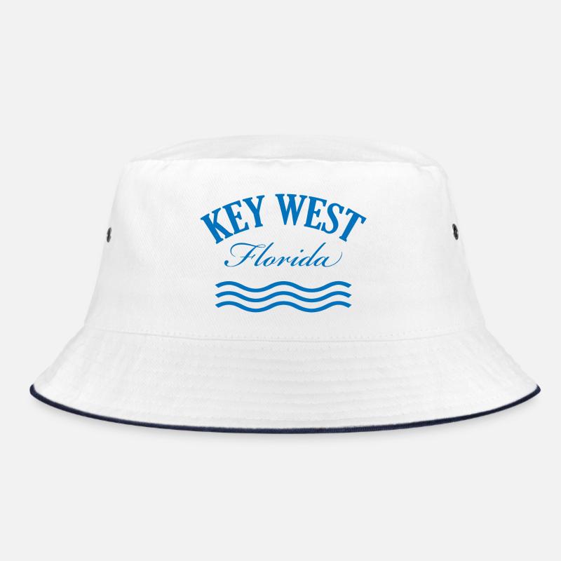 Key West Florida Küstendesign - Bucket Hat - Weiß/Navy