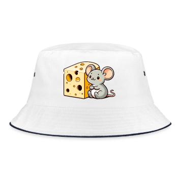 Cheese Lover Mouse: The Tiny Gourmet - Bucket Hat - white/navy - Front