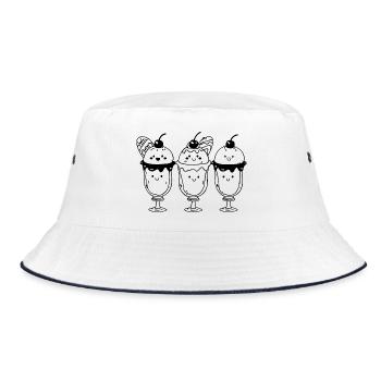 Cartoon Eisbecher - Bucket Hat - Weiß/Navy - Vorne