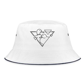 Zwei Enten in geometrischem Design - Bucket Hat - Weiß/Navy - Vorne