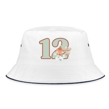12th Birthday Fox Flowers - Bucket Hat - white/navy - Front