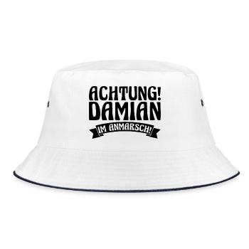 First name Damian - Bucket Hat - white/navy - Front