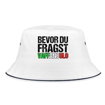 Italien Italiener Vaffanculo - Bucket Hat - Weiß/Navy - Vorne