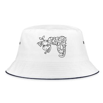 Snake Kawaii coloring page hand-illustrated - Bucket Hat - white/navy - Front
