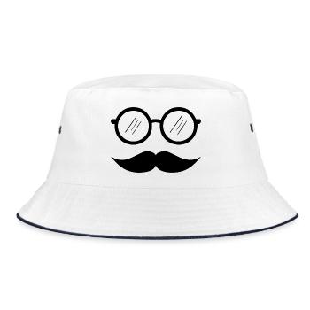 moustache - Bucket Hat - white/navy - Front