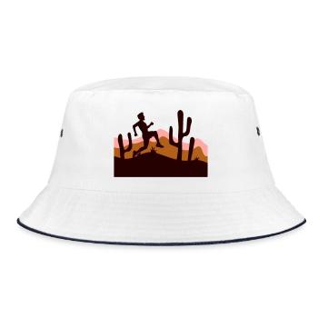 Cacti Desert Man Running Fast Funny Running - Bucket Hat - white/navy - Front