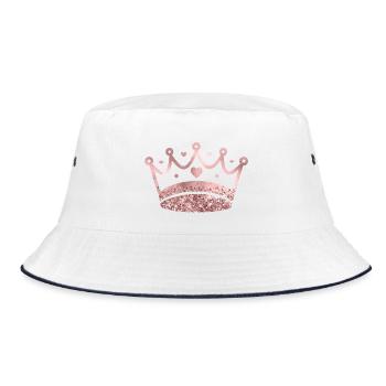 Königin/König Krone Glitter personalisierbar - Bucket Hat - Weiß/Navy - Vorne