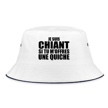 Homme qui adore : Quiche. Design Drôle Humour - Bob - blanc/marine - Devant