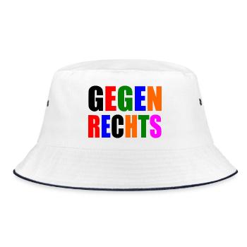 Gegen rechts - Bucket Hat - Weiß/Navy - Vorne