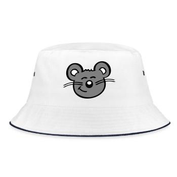 Maus Mäuschen Süße Kleine Ratte Nager Freundlich - Bucket Hat - Weiß/Navy - Vorne