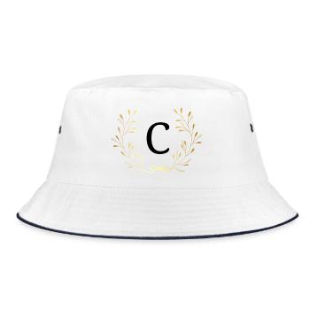 Lettre c couronne Floral doré - Bob - blanc/marine - Devant