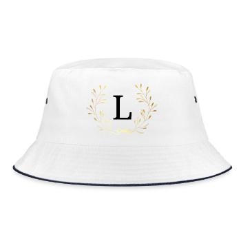 Lettre l couronne Floral doré - Bob - blanc/marine - Devant