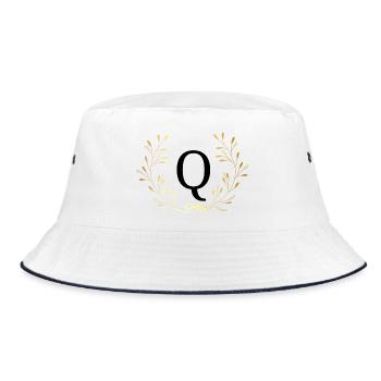 Lettre q couronne Floral doré - Bob - blanc/marine - Devant