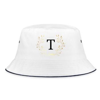 Lettre t couronne Floral doré - Bob - blanc/marine - Devant