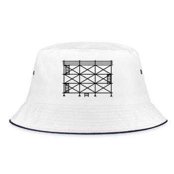 Gerüstsilhouette, Baugerüst - Bucket Hat - Weiß/Navy - Vorne