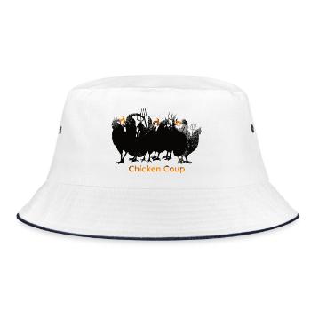 Chicken Coup - Black Chickens on Grey - Bucket Hat - white/navy - Front