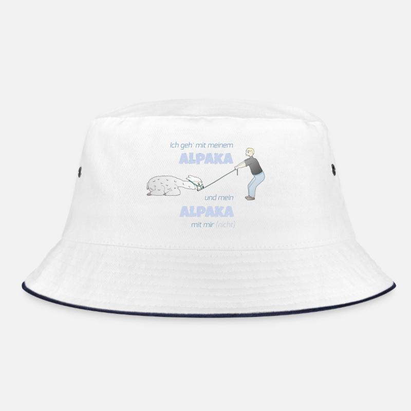 Alpakawanderung - Bucket Hat - Weiß/Navy