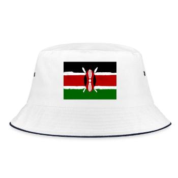 Flagge von Kenia - Bucket Hat - Weiß/Navy - Vorne