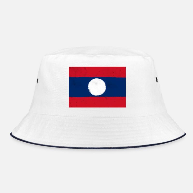 Flagge von Laos - Bucket Hat - Weiß/Navy
