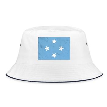 Flagge von Mikronesien - Bucket Hat - Weiß/Navy - Vorne