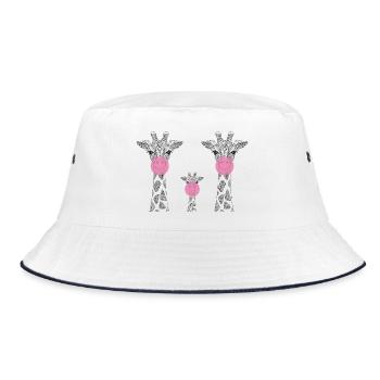 Giraffe family with chewing gum - Bucket Hat - white/navy - Front