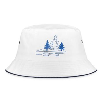 Abstract forest lake with pine trees - Bucket Hat - white/navy - Front